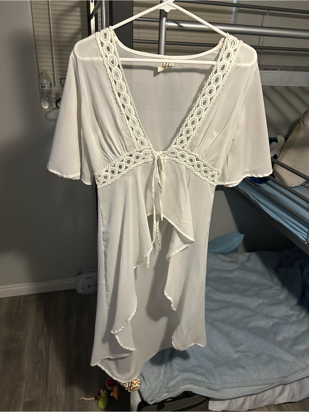 Women's White Lace-Trim Top